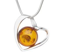 Kette mit Anhänger OSTSEE-SCHMUCK "- Gleiter-Herz - Silber 925/000 - Bernstein" Gr. 42, silber (silber 925, silberfarben, weiß), Schmuck_Sets, Damen, 42, Silber 925 (Sterlingsilber) (41138822-42) silb