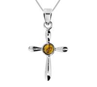 Kette mit Anhänger OSTSEE-SCHMUCK "- Kreuz 24 x 16 - Silber 925/000 - Bernstein" Gr. 45, silber (silber 925, silberfarben, weiß), Schmuck_Sets, Damen, 45, Silber 925 (Sterlingsilber) (18646142-45) sil