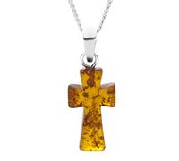 Kette mit Anhänger OSTSEE-SCHMUCK "Ostsee-Schmuck Kette mit Anhänger Kreuz 28 x 16 mm" Gr. 42, silber (silberfarben), Halsketten, Damen, 42cm, Silber 925 (Sterlingsilber), L: 40cm (21785065-42) silber