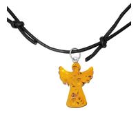 Kette mit Anhänger OSTSEE-SCHMUCK "Ostsee-Schmuck Kette mit Anhänger Engel - Lederband", braun, Halsketten, Damen, variabel, Bernstein, L: 38cm-45cm-50cm-60cm-70cm (11678720-0) braun