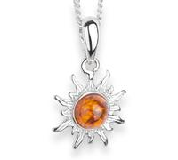 Kette mit Anhänger OSTSEE-SCHMUCK "Ostsee-Schmuck Kette mit Anhänger Sonne 14 mm" Gr. 42, silber (weiß, neutral), Halsketten, Damen, 42cm, Silber 925 (Sterlingsilber), L: 42, Kette mit Anhänger (87150