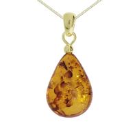 Kette mit Anhänger OSTSEE-SCHMUCK "Ostsee-Schmuck Kette mit Anhänger Tropfen flach, ca. 20 mm lang" Gr. 42, gold, Halsketten, Damen, 42cm, Silber 925 (Sterlingsilber), L: 42 (60040123-42) gold