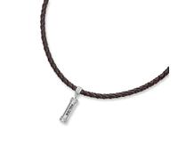 Kette mit Anhänger POLICE "Barrell", braun (edelstahlfarben, schwarz, braun), Halsketten, Herren, Edelstahl Leder, L: 50 B: 4,5mm, Edelstahl, Leder, B:4,5mm (87055331-0) edelstahlfarben, schwarz, brau