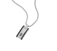 Kette mit Anhänger POLICE "Ceramica I", silber (edelstahlfarben, schwarz), Halsketten, Herren, Edelstahl, L: 55 B: 2mm, B:2mm (63297408-0) edelstahlfarben, schwarz