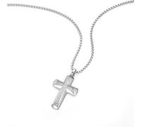 Police Herren Kette Kreuz Halskette Silber 50 cm Edelstahl Kette Herrenkette Kreuzkette Halskette Silberkette