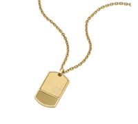 Kette mit Anhänger POLICE "Identity Dog Tag", gold (gelbgoldfarben), Halsketten, Herren, Edelstahl, L: 55 B: 2,5mm, B:2,5mm (63668953-0) gelbgoldfarben