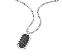 Kette mit Anhänger POLICE "U-Turn", silber (edelstahlfarben, schwarz), Halsketten, Herren, Carbon Edelstahl, L: 55 B: 3mm, Carbon, Edelstahl, B:3mm (23233468-0) edelstahlfarben, schwarz