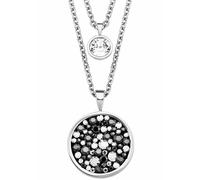 Kette mit Anhänger S.OLIVER "2018567", grau (silberfarben, kristallweiß, grau, anthrazit), Halsketten, Damen, Edelstahl, L: 43 B: 1,9mm, mit Kristallen, B:1,9mm (50797330-0) silberfarben, kristallweiß