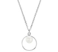 Kette mit Anhänger S.OLIVER "2034412", silber (silberfarben, kristallweiß), Halsketten, Damen, Perlen Silber 925 (Sterlingsilber), L: 45 B: 1,5mm, Perlen, Silber 925 (Sterlingsilber), mit Zirkonia (sy