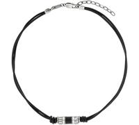 s.Oliver Kette mit Anhänger Edelstahl Leder Herren Halsschmuck, 45+5 cm, Silber, Kommt in Schmuck Geschenk Box, 2038006