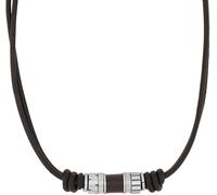 Kette mit Anhänger S.OLIVER "2038870", silber (edelstahlfarben), Halsketten, Herren, Edelstahl Leder, L: 50, Edelstahl, Leder (78155510-0) edelstahlfarben