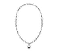 s.Oliver Halskette Chunky Heart – polierter Edelstahl, Silber, 55 cm, wasserfest, hautfreundlich