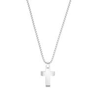 Kette mit Anhänger S.OLIVER "Halskette Kreuz", silber (edelstahlfarben), Halsketten, Herren, Edelstahl, L: 60 B: 2,5mm, B:2,5mm (76961760-0) edelstahlfarben