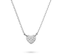 Kette mit Anhänger S.OLIVER "Heart, Herz", silberfarben, kristallweiß, Halsketten, Mädchen, Silber 925 (Sterlingsilber), L: 36 B: 1mm, mit Zirkonia (synth.), B:1mm (50380614-0) silberfarben, kristallw