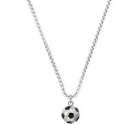 Kette mit Anhänger S.OLIVER JUNIOR "Fußball", schwarz (edelstahlfarben, weiß, schwarz), Halsketten, Jungen, Edelstahl, L: 43, mit Emaille (27025037-0) edelstahlfarben, weiß, schwarz