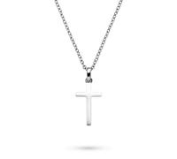 s.Oliver Halskette Modern Cross – polierter Edelstahl Silber, Ankerkette 50 cm, Damen