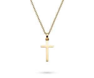Kette mit Anhänger S.OLIVER "Modern Cross, Kreuz-Optik", gelbgoldfarben, Halsketten, Damen, Edelstahl, L: 50 B: 1,5mm, B:1,5mm (49926948-0) gelbgoldfarben