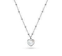 Kette mit Anhänger S.OLIVER "Pearl Heart, Herz", edelstahlfarben, perlmuttfarben, Halsketten, Damen, Edelstahl, L: 50 B: 3mm, mit Perlmutt, B:3mm (34927507-0) edelstahlfarben, perlmuttfarben