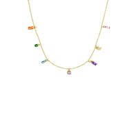 Kette mit Anhänger S.OLIVER "Regenbogen", bunt (gelbgoldfarben, orange, grün, blau, rosa, lila, gelb, pink), Halsketten, Damen, Silber 925 (Sterlingsilber), L: 45, mit Zirkonia (synth.) (26004245-0) g