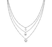 Kette mit Anhänger S.OLIVER "Summer Charms, Herz und Sonne", silber (edelstahlfarben, weiß), Halsketten, Damen, Edelstahl Perlen, L: 54 B: 3mm, Edelstahl, Perlen, mit Perle (imitiert), B:3mm (36186015