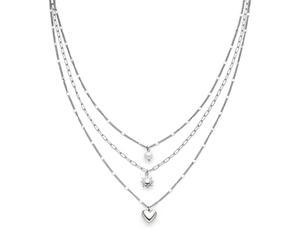 Kette mit Anhänger S.OLIVER "Summer Charms, Herz und Sonne", silber (edelstahlfarben, weiß), Halsketten, Damen, Edelstahl Perlen, L: 54 B: 3mm, Edelstahl, Perlen, mit Perle (imitiert), B:3mm (36186015