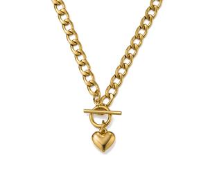 Kette mit Anhänger "Schmuck Geschenk Edelstahl Halsschmuck Halskette Herz", gelbgoldfarben, ANISTON JEWELRY & WATCHES, Halsketten, Damen, Edelstahl, L: 45 B: 6mm, Made in Germany, B:6mm (78564959-0) g