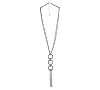 Kette mit Anhänger STEUER "4-reihig silberfarben mit 3 Metallringen", silber, Halsketten, Damen, 78cm, Metall, L: 78 B: 32mm, glänzend, B:32mm (83541532-0) silber