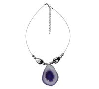 Kette mit Anhänger STEUER "Drahtcollier silberfarben Silberelemente und Achatscheibe lila", lila, Halsketten, Damen, 57cm, Metall, L: 57, glänzend (22038901-0) lila