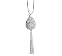 Kette mit Anhänger STEUER "Metal Diamantiert Glasstein weiß", silber, Halsketten, Damen, 77cm, Metall, L: 77 B: 31mm, glänzend, B:31mm (91281746-0) silber
