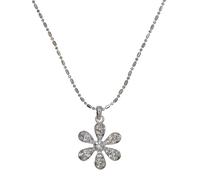 Kette mit Anhänger STEUER "Metall glanz Blume Glasstein weiß", silber, Halsketten, Damen, 54,0cm, Metall, L: 50, glänzend (39431840-0) silber