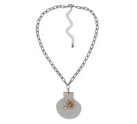 Kette mit Anhänger STEUER "Metall glanz Glasstein weiß", silber, Halsketten, Damen, 47,0cm, Metall, L: 47, glänzend (66598108-0) silber