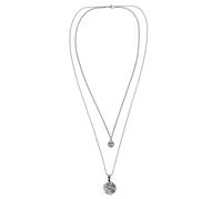 Kette mit Anhänger STEUER "Metall glanz Kleeblatt Glasstein weiß", silber, Halsketten, Damen, 59,0cm, Metall, L: 59, glänzend (33330709-0) silber