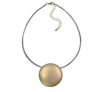 Kette mit Anhänger STEUER "Metall matt vergoldet gelb zweifarbig 52,5cm", gelb, Halsketten, Damen, 40,5+7,0cm, Metall, L: 47,5 B: 48mm, matt, B:48mm (66348104-0) gelb