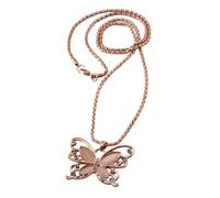 Kette mit Anhänger STEUER "Metall Schmetterling gebürstet Katzenauge syn. weiß", rosa (rosé), Halsketten, Damen, 71cm, Metall, L: 71 B: 3mm, matt, B:3mm (55501047-0) rosé