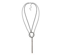 Kette mit Anhänger STEUER "Metall zweifarbig Glasstein weiß", silber, Halsketten, Damen, 52,0cm, Metall, L: 52, glänzend (89562757-0) silber