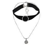 Kette mit Anhänger STEUER "Set 38+55cm Textil schwarz + Metall Glasstein weiß", schwarz, Halsketten, Damen, 55,0cm, Metall, glänzend (65684346-0) schwarz