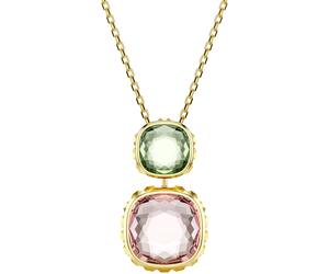 Kette mit Anhänger SWAROVSKI "Schmuck Geschenk Chroma Anhänger", gold (gelbgoldfarben, pink, grün), Halsketten, Damen, Metall, L: 49, mit Swarovski ReCreated™ Crystal - Einhänger drehbar (12029936-0)
