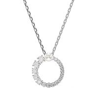 Kette mit Anhänger SWAROVSKI "Schmuck Geschenk Halskette Matrix", silber (metallfarben, kristallweiß, weiß), Halsketten, Damen, Metall Perlen, L: 45, Metall, Perlen, mit Swarovski Zirkonia (synth.) -