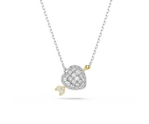 Kette mit Anhänger SWAROVSKI "Schmuck Geschenk Idyllia Halskette Herz mit Pfeil", metallfarben, gelbgoldfarben, kristallweiß, Halsketten, Damen, Metall, mit Swarovski Kristall, Zirkonia (synth.) (7412