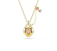 Kette mit Anhänger SWAROVSKI "Schmuck Geschenk Idyllia Halskette Herz mit Schlüssel", gelbgoldfarben, kristallweiß, rosa, Halsketten, Damen, Metall, mit Swarovski Kristall (21233304-0) gelbgoldfarben,