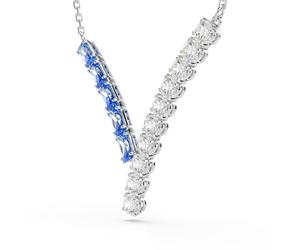 Kette mit Anhänger SWAROVSKI "Schmuck Geschenk Matrix Halskette", bunt (metallfarben, kristallweiß, blau), Halsketten, Damen, Metall, mit Swarovski Kristall, Swarovski Zirkonia (synth.) (42932569-0) m