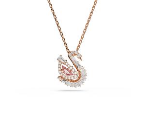 Kette mit Anhänger SWAROVSKI "Schmuck Geschenk Schwan Halskette", bunt (roségoldfarben, kristallweiß, rosa), Halsketten, Damen, Metall, mit Swarovski Kristall, Swarovski Zirkonia (synth.) (41909115-0)
