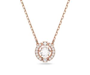Kette mit Anhänger SWAROVSKI "Una Sparkling Dc", rosa (roségoldfarben, kristallweiß), Halsketten, Damen, Metall, L: 42, mit Swarovski Kristall (73949134-0) roségoldfarben, kristallweiß