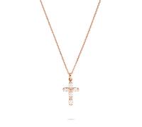 Kette mit Anhänger TAMARIS "Cross, Kreuz", rosa (roségoldfarben), Halsketten, Damen, Edelstahl, L: 47 B: 0,4mm, B:0,4mm (48070246-0) roségoldfarben