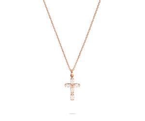 Kette mit Anhänger TAMARIS "Cross, Kreuz", rosa (roségoldfarben), Halsketten, Damen, Edelstahl, L: 47 B: 0,4mm, B:0,4mm (48070246-0) roségoldfarben