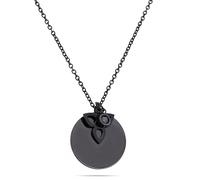 Kette mit Anhänger TAMARIS "Schmuck Geschenk Edelstahl Halskette Kreis/Blüte", schwarz (schwarz, kristallweiß), Halsketten, Damen, Edelstahl, L: 45 B: 1,69mm, mit Zirkonia (synth.), B:1,69mm (94796567