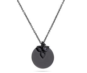 Kette mit Anhänger TAMARIS "Schmuck Geschenk Edelstahl Halskette Kreis/Blüte", schwarz (schwarz, kristallweiß), Halsketten, Damen, Edelstahl, L: 45 B: 1,69mm, mit Zirkonia (synth.), B:1,69mm (94796567