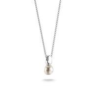 Kette mit Anhänger THOMAS SABO "Bold Elegance Kette Perle" Gr. 45, weiß (silberfarben, weiß), Halsketten, Damen, 45, Perlen Silber 925 (recycelt), B: 9mm, Perlen, Silber 925 (recycelt), mit Süßwasserz