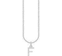 Kette mit Anhänger THOMAS SABO "Buchstabe" Gr. 45, bunt (silberfarben, weiß), Halsketten, Damen, 45, F, Silber 925 (recycelt), mit Zirkonia (synth.) (70383834-45) silberfarben, weiß