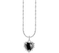 Kette mit Anhänger THOMAS SABO "Heart Romance" Gr. 45, bunt (silberfarben, weiß, schwarz), Halsketten, Damen, 45, Silber 925 (recycelt), B: 13,7mm, mit Zirkonia (synth.), Saphir (synth.), B:13,7mm (62